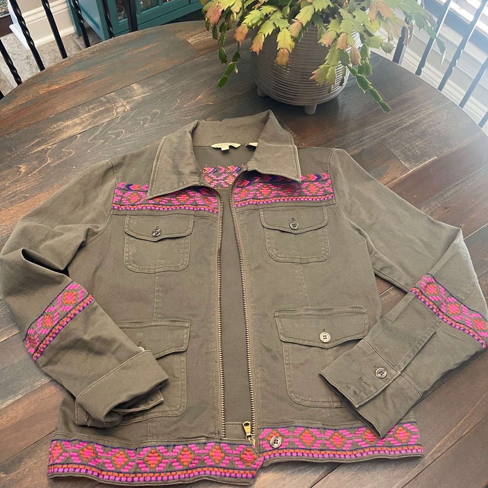 Stetson Olive Utility Jacket with Pink Details